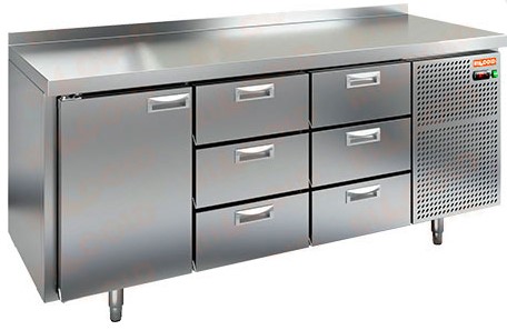 Холодильный стол HICOLD GN 133 BR2 TN, бок, 6 ящиков, 1 дверь (-2...+10°С)